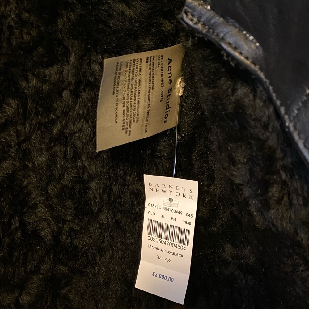 Acne Studios Black/Gold velocite shearling coat - Picture 9 of 10